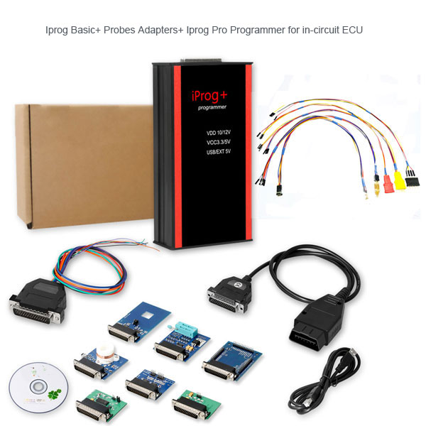 Full Version V84 Iprog+ Pro Programmer with With 7 Adapters + Probes Adapters+ Iprog Pro Programmer  for in-circuit ECU