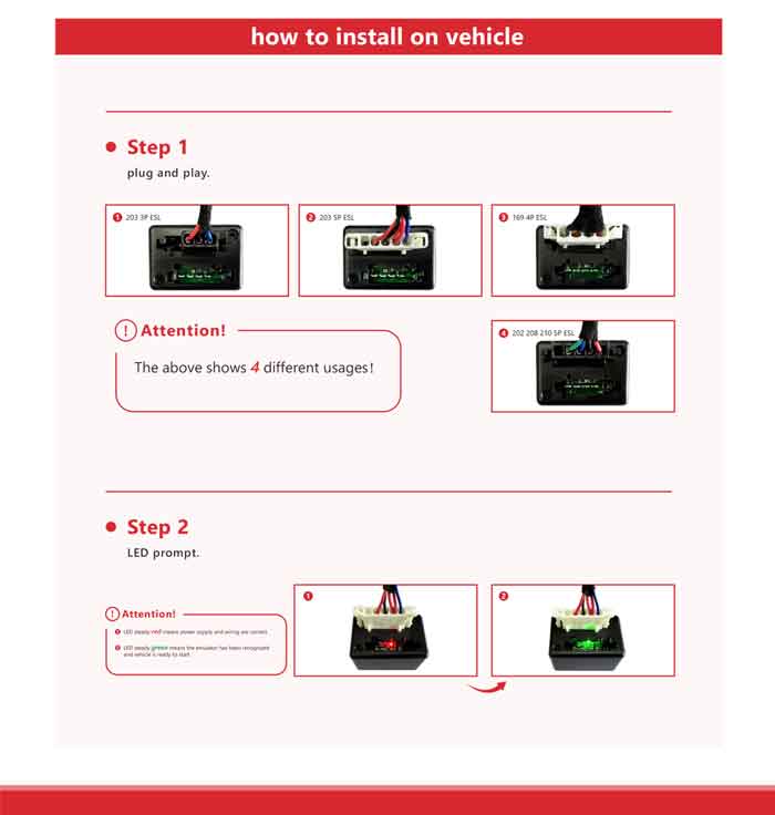 Universal Steering Lock Emulator for Mercedes-Benz W169 W245 W202 W208 W210 W203 W209 W211 W639 W906 Plug and Play